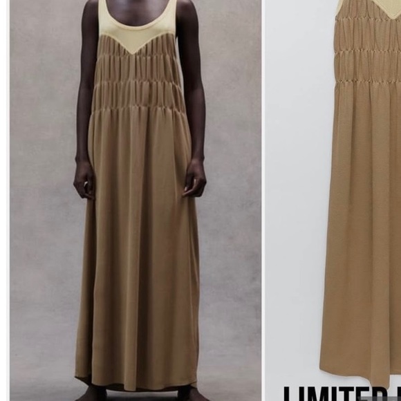 Zara yellow and tan maxi dress - Picture 1 of 6